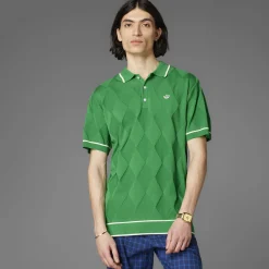 Argyle Knit Polo Green