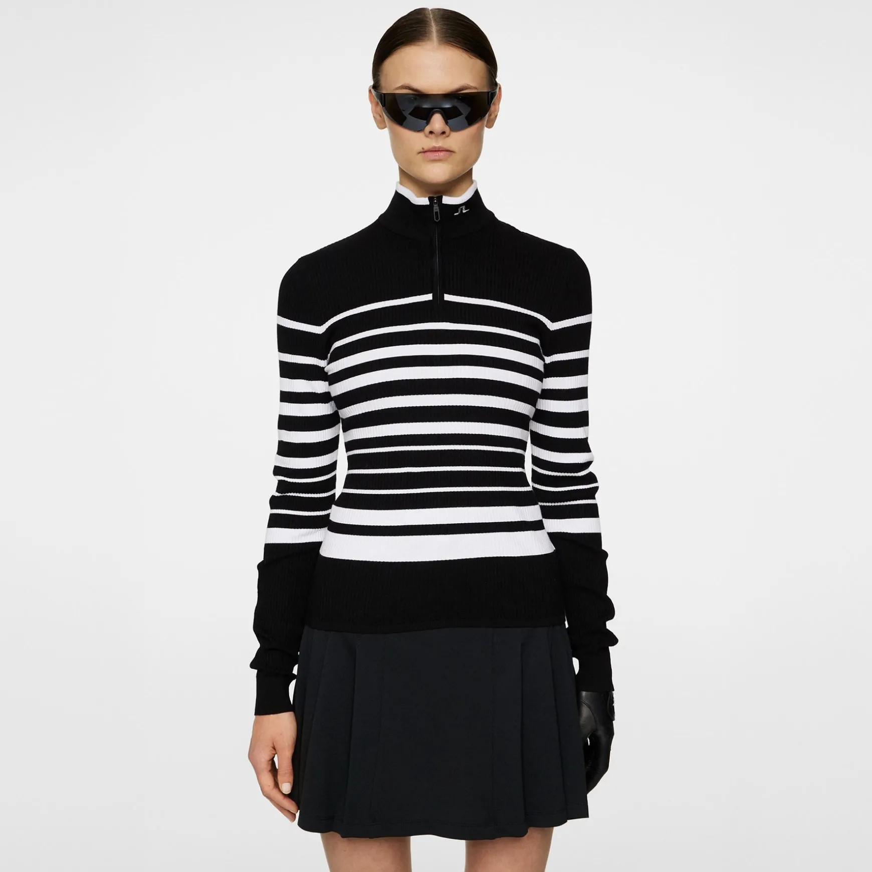 Cheryl Knitted Quarter Zip Sweater Black