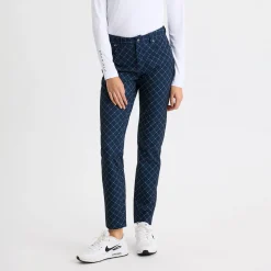 Chie Comfort Trousers Micro R Check Navy
