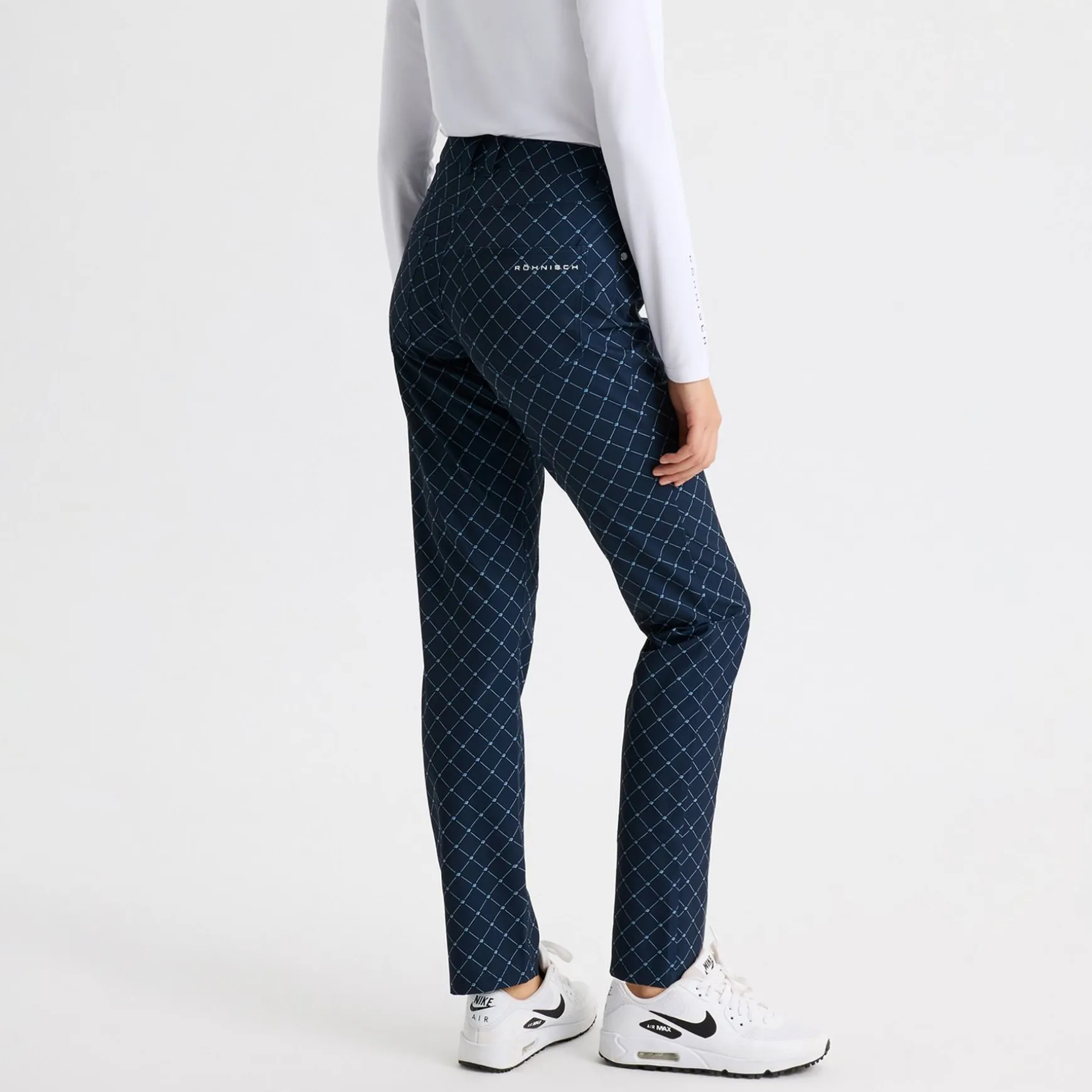 Chie Comfort Trousers Micro R Check Navy