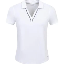 Cloudspun Piped V-Neck Polo White