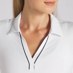 Cloudspun Piped V-Neck Polo White