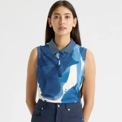 Deni Sleeveless Polo Blue Aquarelle