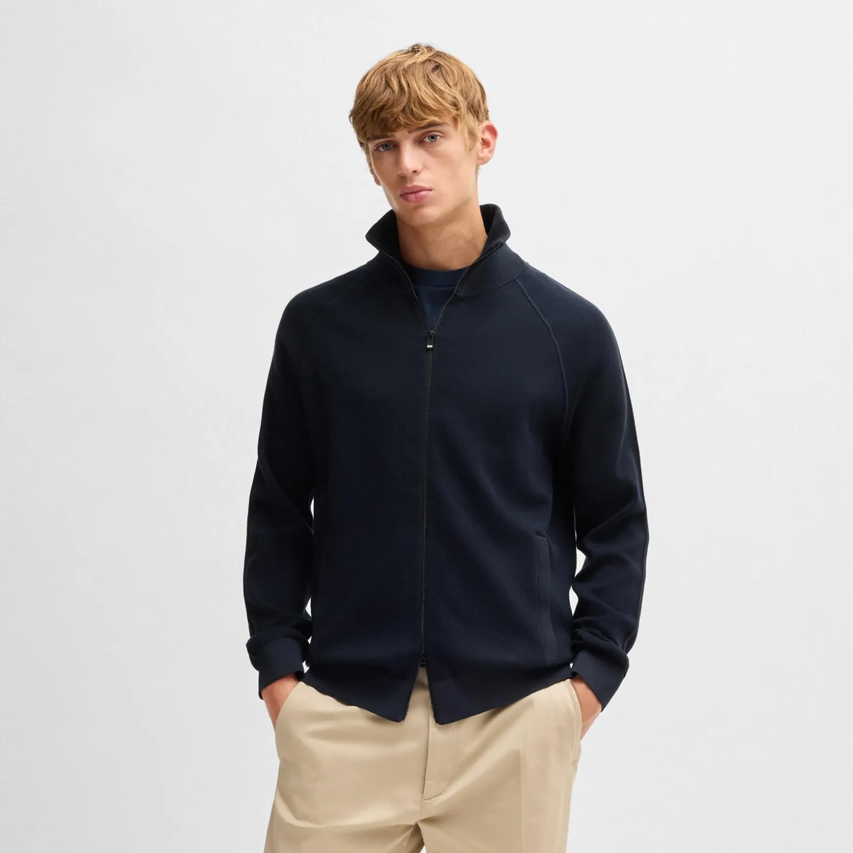 Domico Full Zip Cardigan Dark Blue