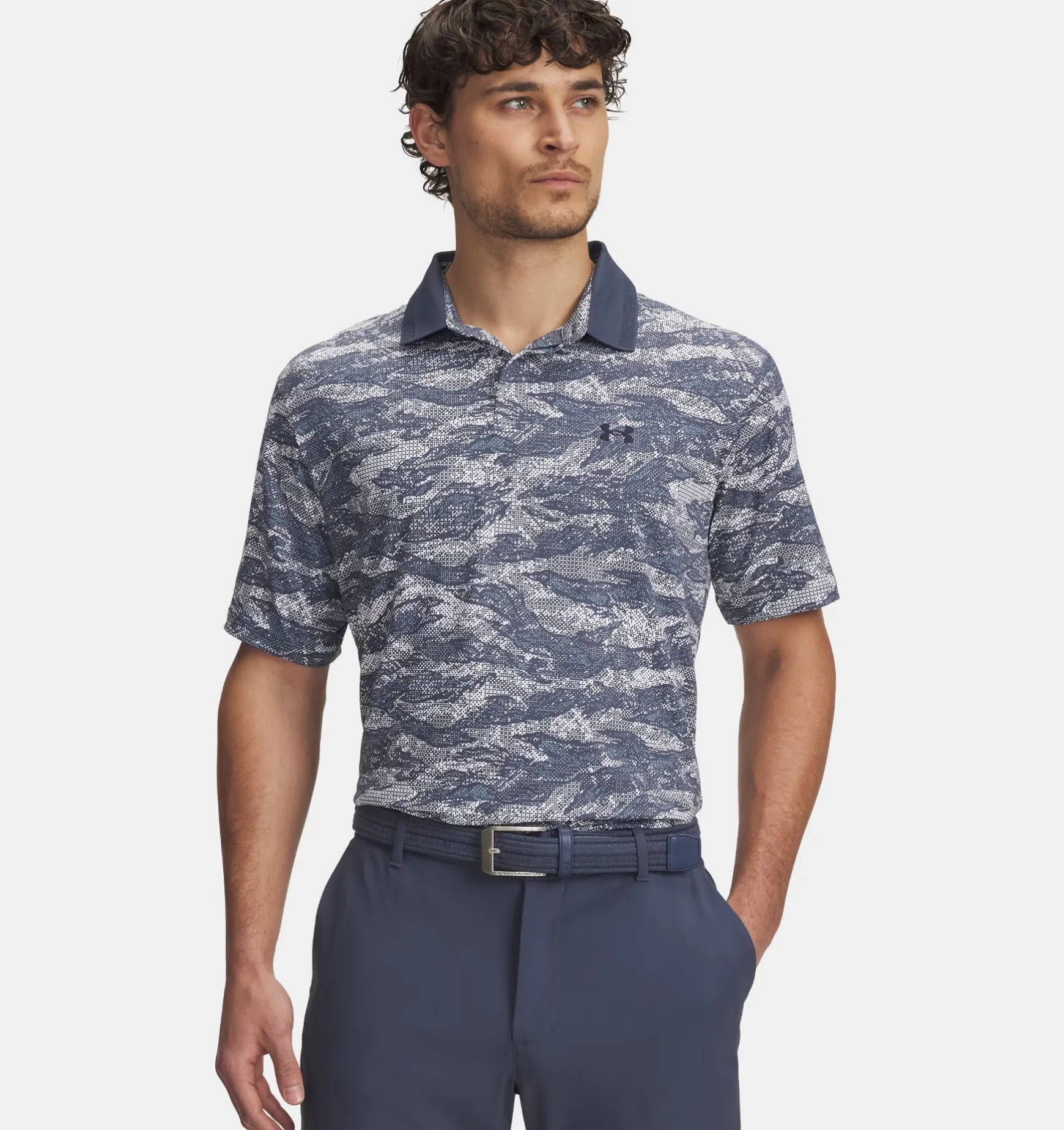 Drive Chill Printed Polo Downpour Grey/White/Navy