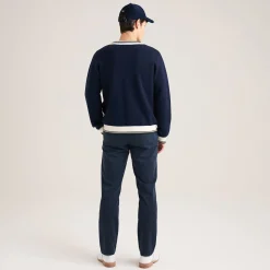Golf Club Merino Wool Cardigan Navy