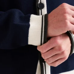 Golf Club Merino Wool Cardigan Navy