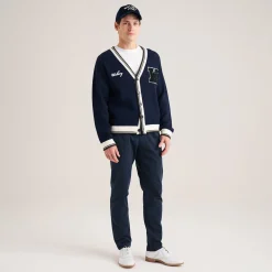 Golf Club Merino Wool Cardigan Navy