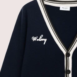 Golf Club Merino Wool Cardigan Navy