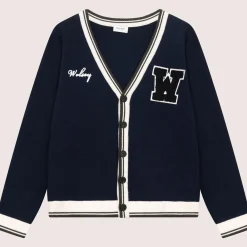 Golf Club Merino Wool Cardigan Navy