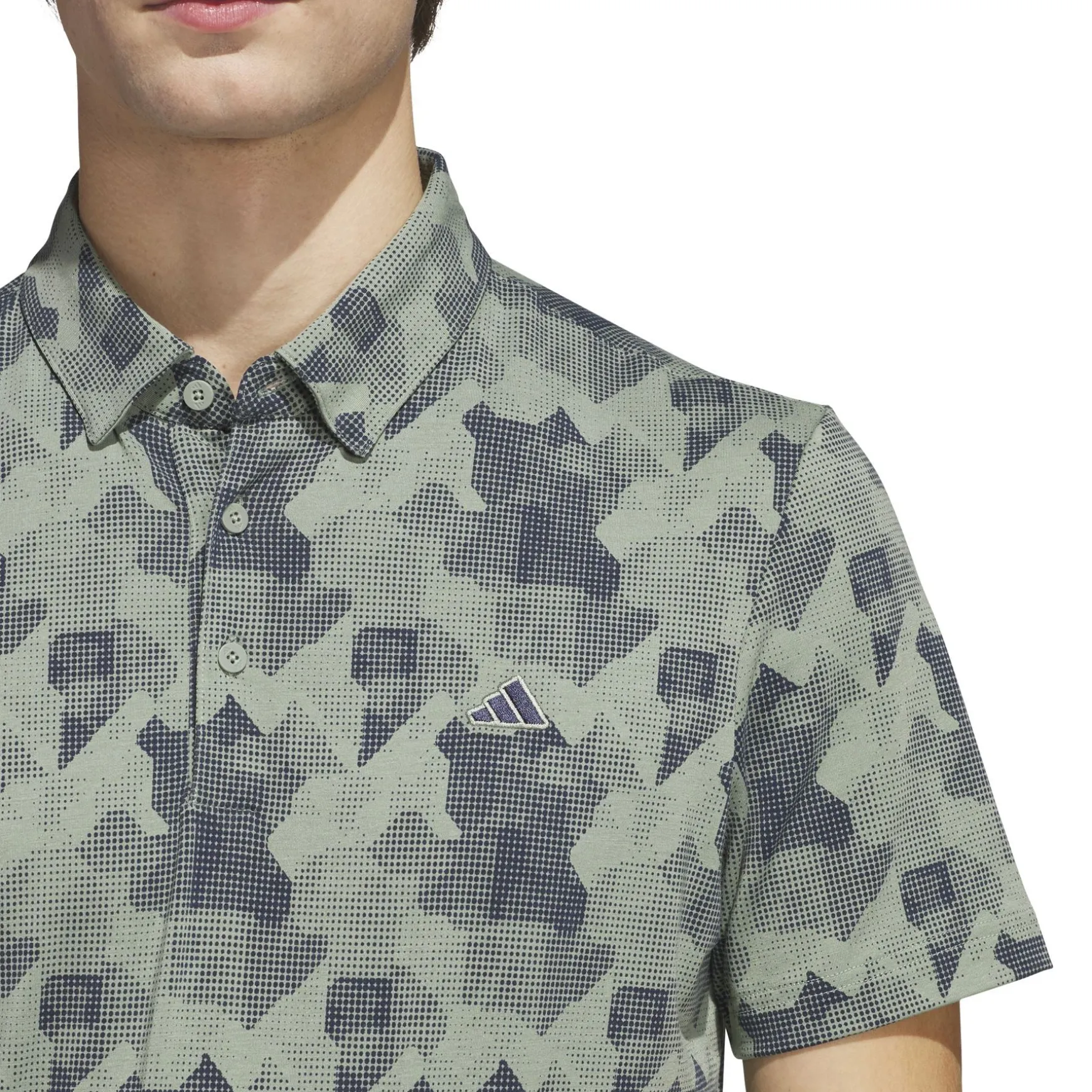Go-To Printed Polo Silver Green/Navy