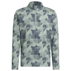 Go-To Printed Quarter Zip Mid Layer Silver Green