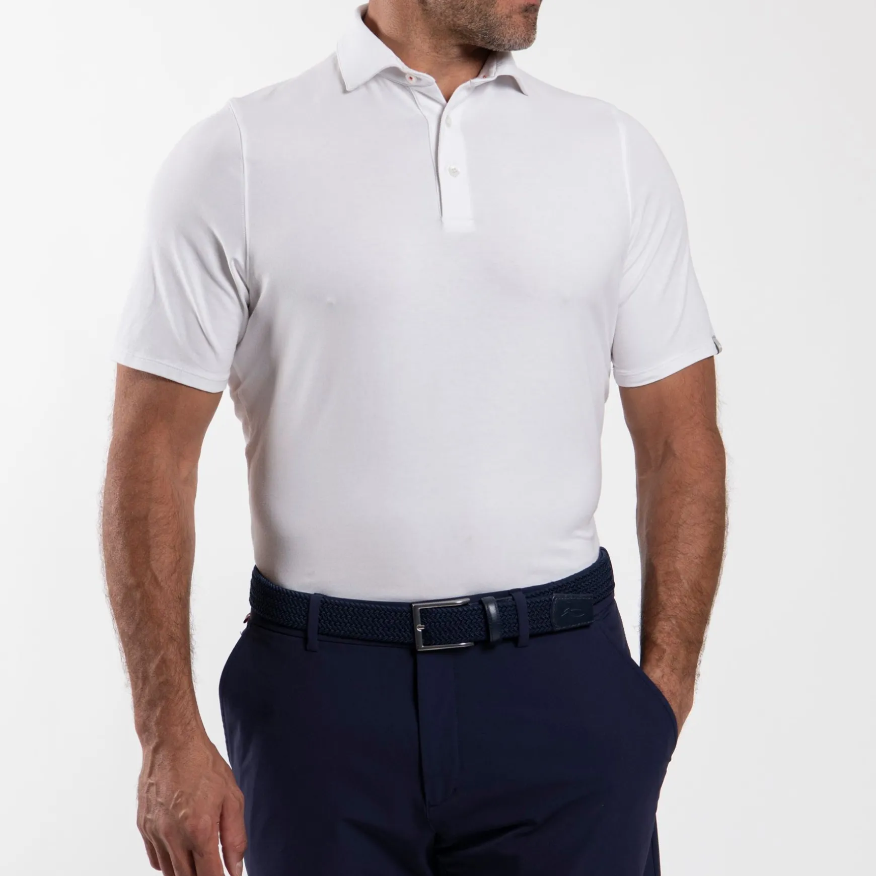 Hollow Pima Polo White