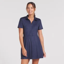 Kassidy Animal Deboss Dress Deep Navy