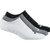 No Show Socks 3 Pairs White/Grey/Black