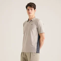 Panelled Mesh Polo Beige