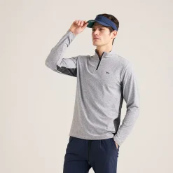 Panelled Mesh Quarter Zip Mid Layer Sage