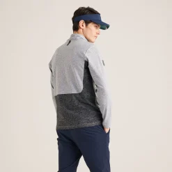 Panelled Mesh Quarter Zip Mid Layer Sage
