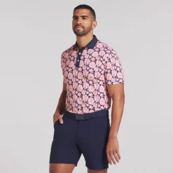 Pique Flower Fields Polo Pink Fruit/Deep Navy