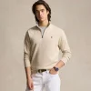 Polo Golf Quarter Zip Cotton Jersey Mid Layer Expedition Dune Heather