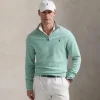 Polo Golf Quarter Zip Cotton Jersey Mid Layer Celadon Heather