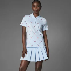 Printed Trefoil Polo Clear Sky/Better Scarlet