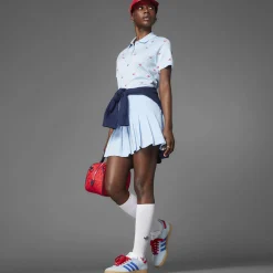 Printed Trefoil Polo Clear Sky/Better Scarlet