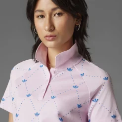 Printed Trefoil Polo Clear Pink/Bluebird