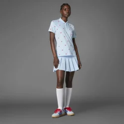 Printed Trefoil Polo Clear Sky/Better Scarlet