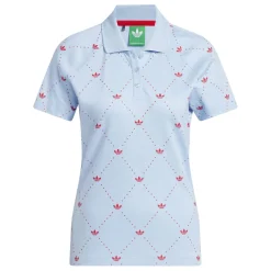 Printed Trefoil Polo Clear Sky/Better Scarlet