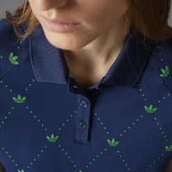 Printed Trefoil Polo Indigo/Green