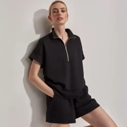 Ritchie Half Zip Polo Black