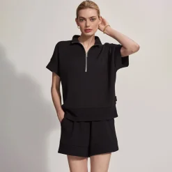 Ritchie Half Zip Polo Black