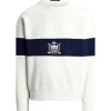 RLX Crest Logo Bold Stripe Sweatshirt Ceramic White/Refined Navy