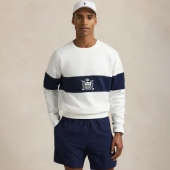 RLX Crest Logo Bold Stripe Sweatshirt Ceramic White/Refined Navy