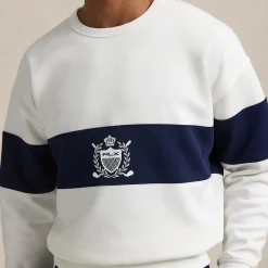 RLX Crest Logo Bold Stripe Sweatshirt Ceramic White/Refined Navy