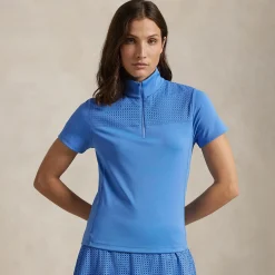 RLX Eyelet Quarter Zip Polo Summer Blue
