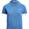 RLX SS Mock Neck Sweater Summer Blue/Ceramic White