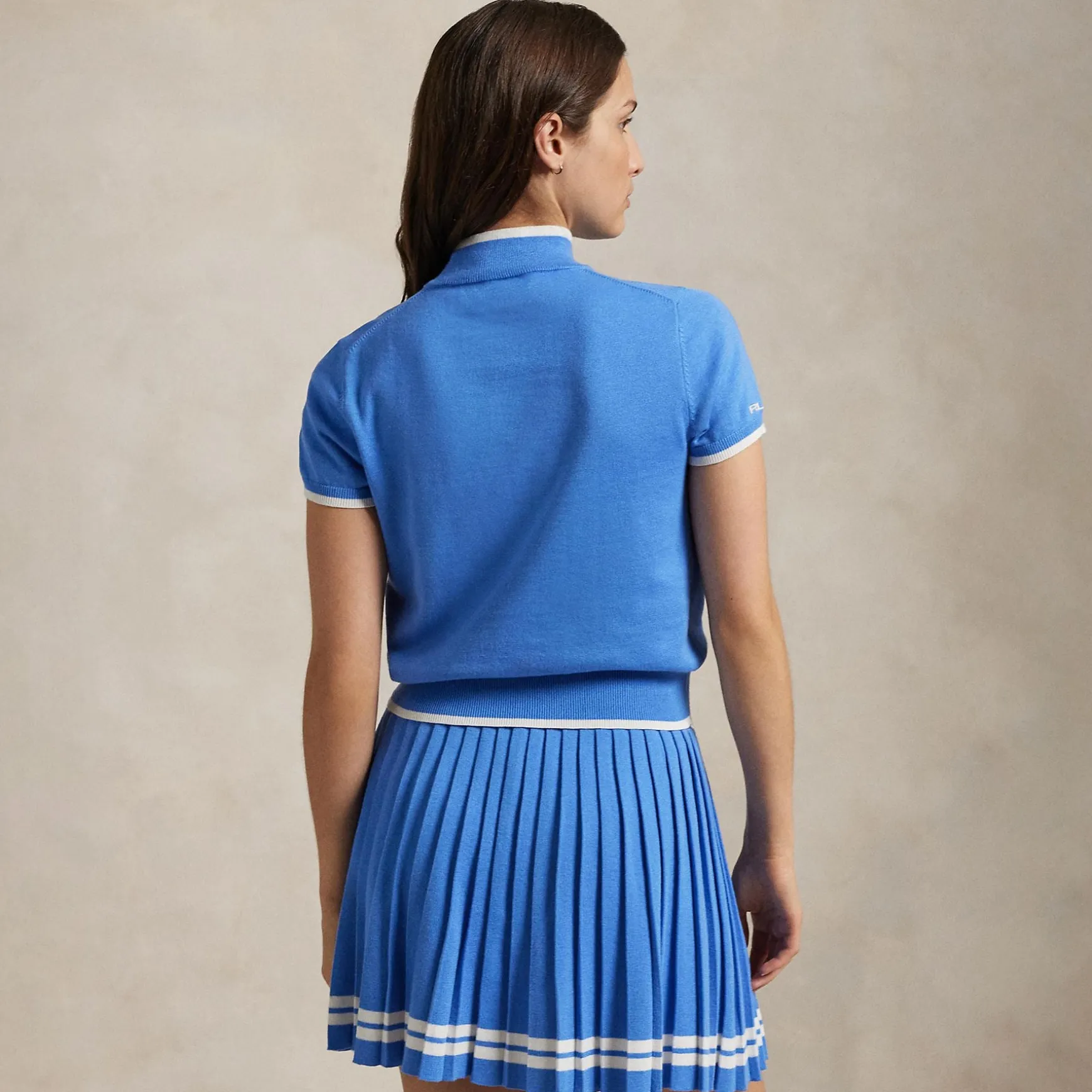 RLX SS Mock Neck Sweater Summer Blue/Ceramic White