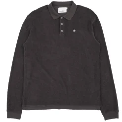 Slouch Towelling LS Polo Charcoal