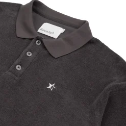Slouch Towelling LS Polo Charcoal