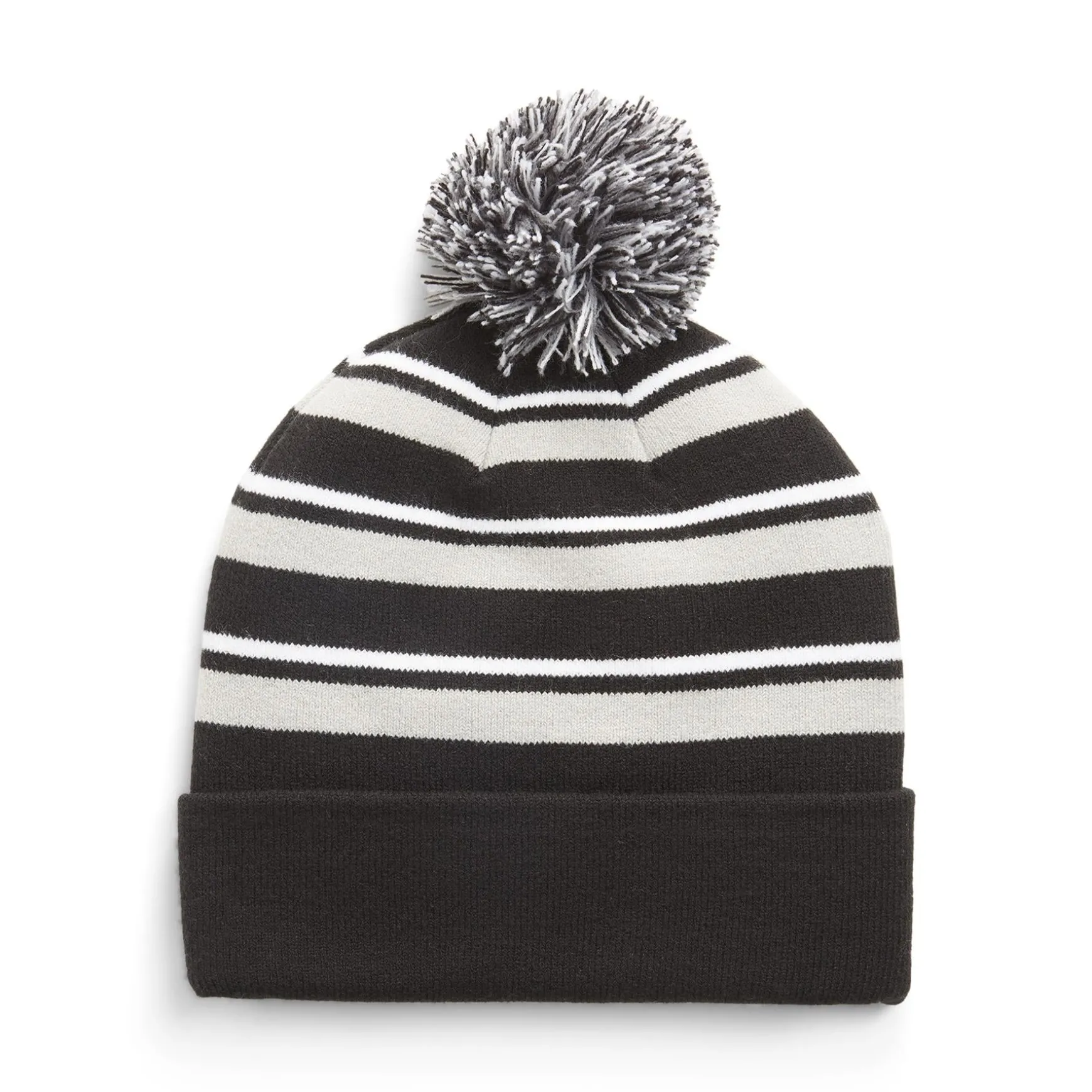 WRMLBL Stripe Pom Beanie Grey/Black